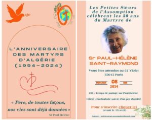 Découvrez l'esprit et l'héritage des Petites Sœurs de l'Assomption lors de la commémoration des 30 ans du martyre en Algérie. Fondées en 1865 par le Père Étienne Pernet et Antoinette Fage, elles se sont dédiées au salut des plus démunis en période d'industrialisation rapide. Rejoignez-nous pour honorer leur vocation à travers l'exemple de Sr Paul-Hélène Saint-Raymond, une figure de compassion et de dévotion. Participez à notre célébration du 08 mai 2024 à Paris pour refléter et poursuivre leur mission de charité et de service dans l'esprit de leurs fondateurs.